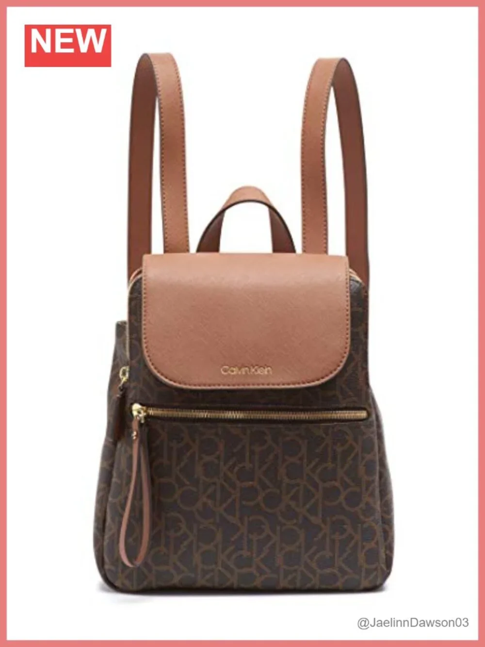 Monogram Leather Flap Backpack with Anti-Theft Pocket
